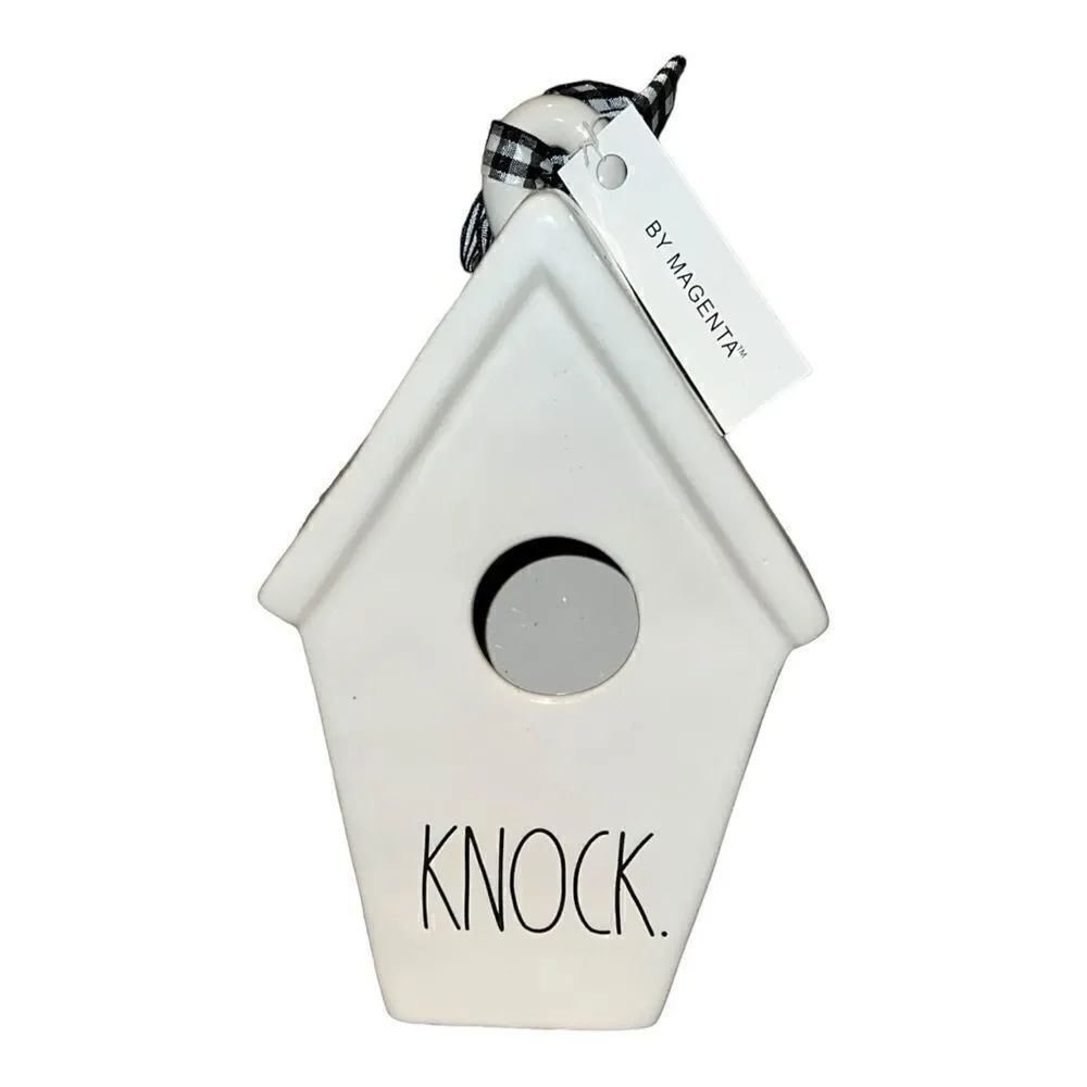 Rae Dunn By Magenta Ceramic KNOCK Slant Roof 2 Sided Birdhouse NWT